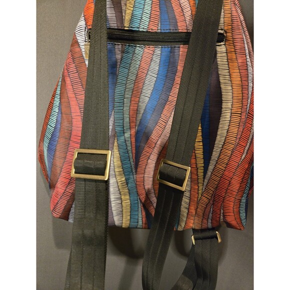 Black Butterfly Abstract Multicolor Convertible AntiTheft Backpack Bag Purse - Picture 7 of 9